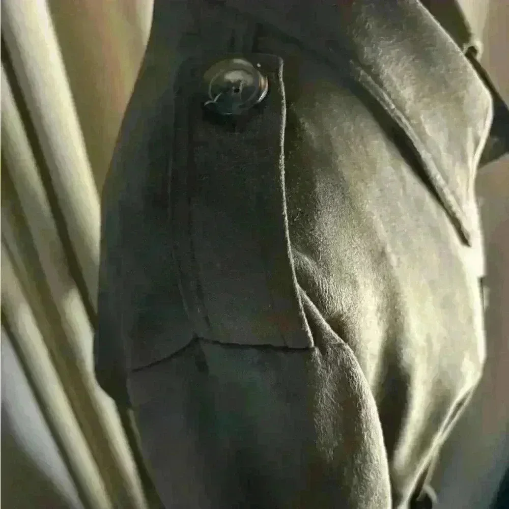 Olive Super Soft Faux Suede Trench Coat XL great condition and very versatile - Picture 5 of 9